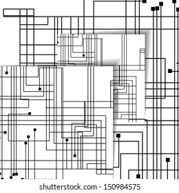 Circuit board illustration, digital composition.