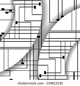 Circuit board illustration, digital composition.