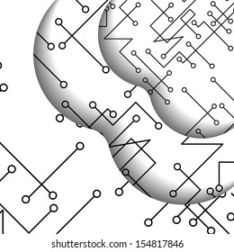 Circuit board illustration, digital composition.