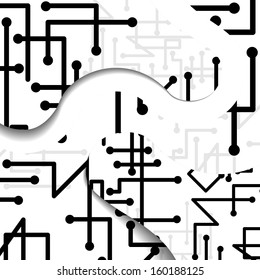 Circuit board illustration, digital composition.