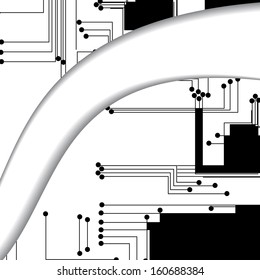 Circuit board illustration, digital composition.