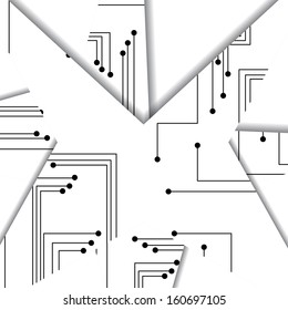 Circuit board illustration, digital composition.