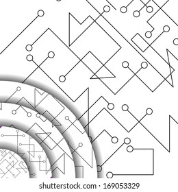 Circuit board illustration, digital composition.