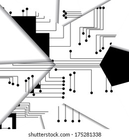 Circuit board illustration, digital composition.