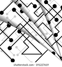 Circuit board illustration, digital composition.