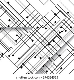 Circuit board illustration, digital composition.