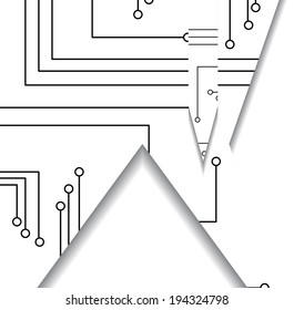 Circuit board illustration, digital composition.