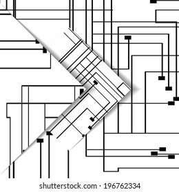 Circuit board illustration, digital composition.