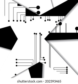 Circuit board illustration, digital composition.