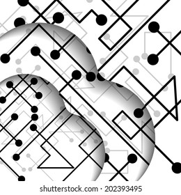 Circuit board illustration, digital composition.