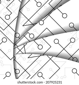 Circuit board illustration, digital composition.
