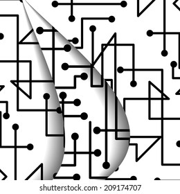 Circuit board illustration, digital composition.