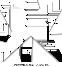 Circuit board illustration, digital composition.