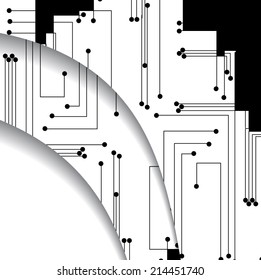 Circuit board illustration, digital composition.