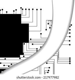 Circuit board illustration, digital composition.