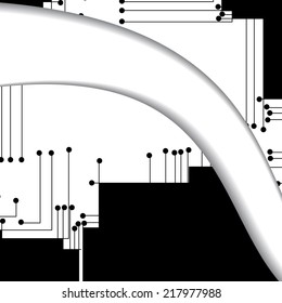 Circuit board illustration, digital composition.