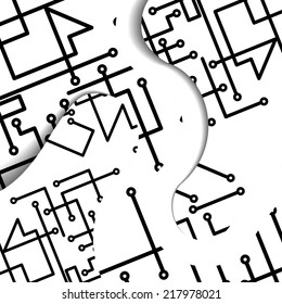 Circuit board illustration, digital composition.