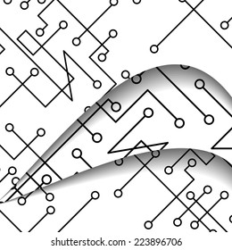 Circuit board illustration, digital composition.