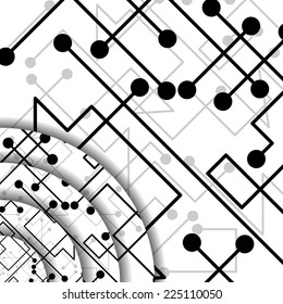 Circuit board illustration, digital composition.