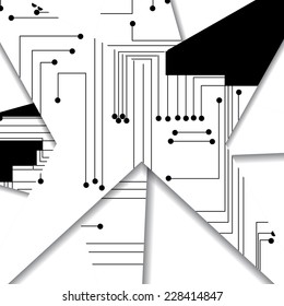 Circuit board illustration, digital composition.