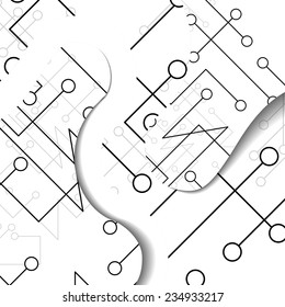 Circuit board illustration, digital composition.