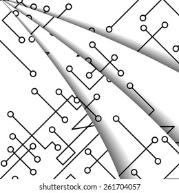 Circuit board illustration digital composition.