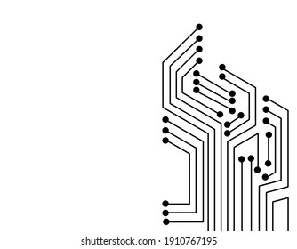 Circuit Board Illustration Isolated On White Background. Motherboard Design Vector.