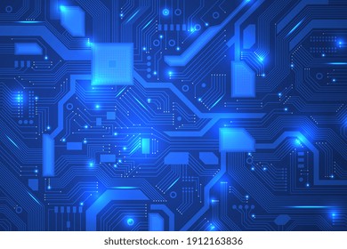 Circuit board. Industrial electronics, digital hardware for computer. Motherboard background, recent chip cyber technology vector pattern