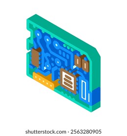 circuit board industry 3 isometric icon vector. circuit board industry 3 sign. isolated symbol illustration