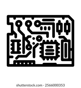 circuit board industry 3 line icon vector. circuit board industry 3 sign. isolated contour symbol black illustration