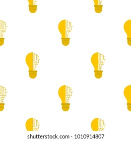 Circuit board inside light bulb pattern seamless flat style for web vector illustration