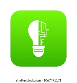 Circuit board inside light bulb icon digital green for any design isolated on white vector illustration