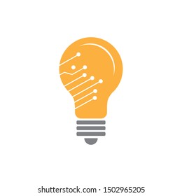 circuit board inside light bulb, vector