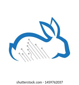 circuit board inside rabbit, vector