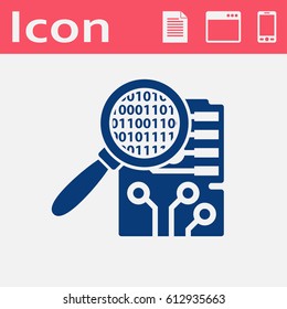 Circuit board inspection flat icon. Digital service vector illustration