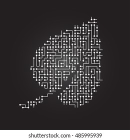 Circuit board leaf background
