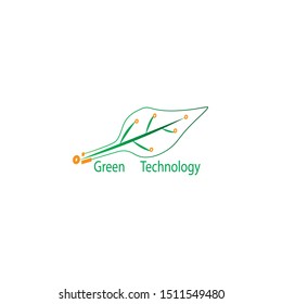 Circuit board leaf shape green , technology vector icon. For your web site design, logo, app, UI. Vector illustration 
