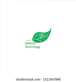 Circuit board leaf shape green , technology vector icon. For your web site design, logo, app, UI. Vector illustration