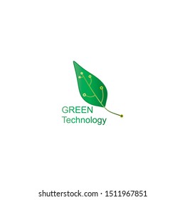 Circuit board leaf shape green , technology vector icon. For your web site design, logo, app, UI. Vector illustration