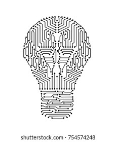circuit board in lightbulb shape or electronic light bulb vector illustration
