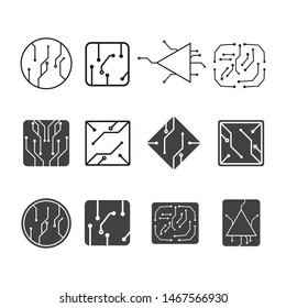 circuit board line,cpu,chip icon logo illustration vector design