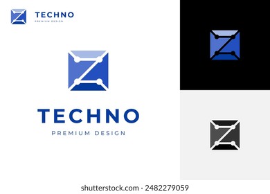 Circuit board logo icon design with initial letter Z logo symbol, hardware, chips logo symbol