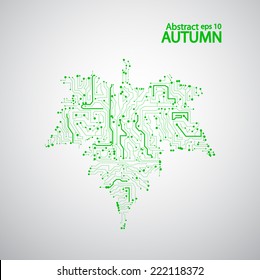 Circuit board maple sheet eps 10, vector elegant illustration