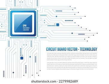 Circuit board microchip processor on the blue background. Quantum computer, large data processing, database concept. CPU isometric banner. Digital chip Central Computer Processors CPU concept.