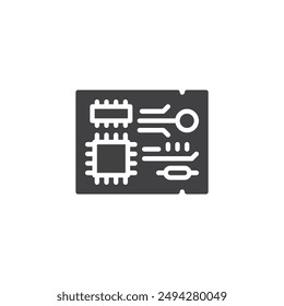 Circuit board with microchip vector icon. filled flat sign for mobile concept and web design. Circuit Board glyph icon. Symbol, logo illustration. Vector graphics