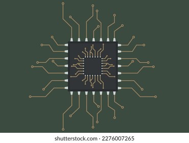 circuit board with a microprocessor for a computer scheme vector illustration electronics