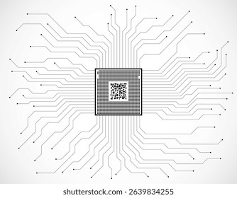 Circuit board. Microprocessor. Microchip. Circuit board. Technology background. Vector illustration