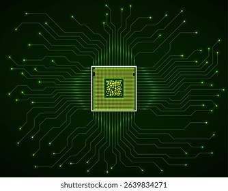 Circuit board. Microprocessor. Microchip. Circuit board. Technology background. Vector illustration