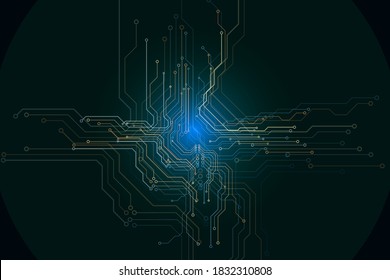 Circuit Board Modern Color Theme Digital Technology Vector Background. PCB Trace Scheme Data System Illustration Abstract Design.