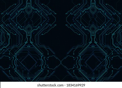 Circuit Board Modern Color Theme Digital Technology Vector Background. PCB Trace Scheme Data System Illustration Abstract Design.